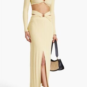 Nanushka     Muyta ring-embellished cotton-blend chenille maxi skirt.